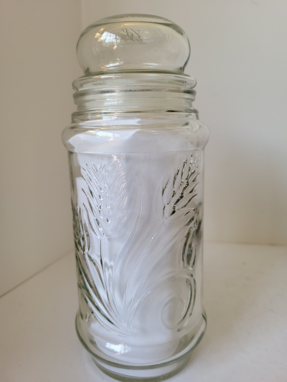 Mr. Peanut Planters Embossed  Canister Jar with Wheat Motif Anchor Hocking 1982